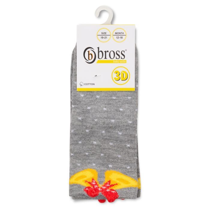 Шкарпетки дитячі Bross новорічні з дзвіночком (21248-6-12-gray)