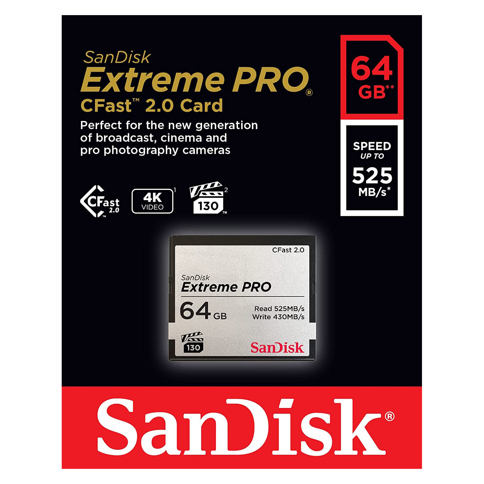 Карта пам'яті SanDisk 64GB CFast 2.0 Extreme Pro (SDCFSP-256G-G46D) зображення 3