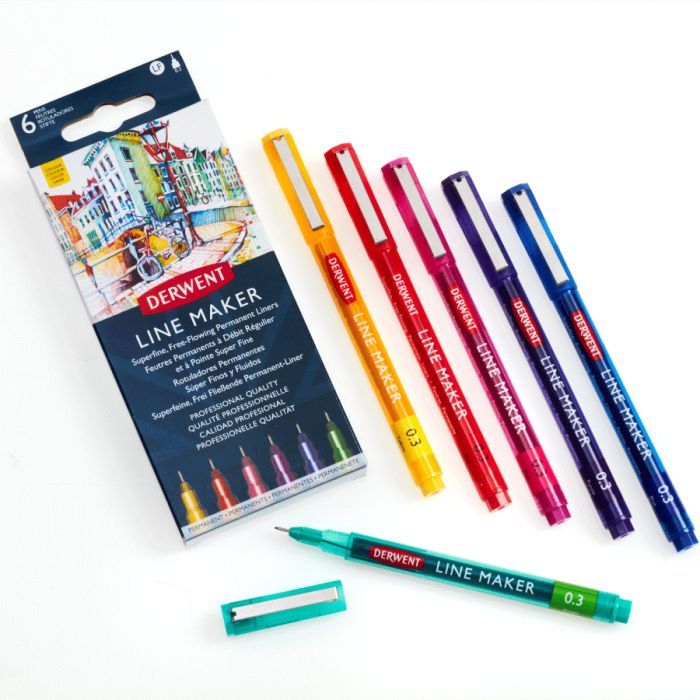 Лайнер Derwent набір Line Maker Colour 6 шт, кольорові (5028252595971) зображення 3