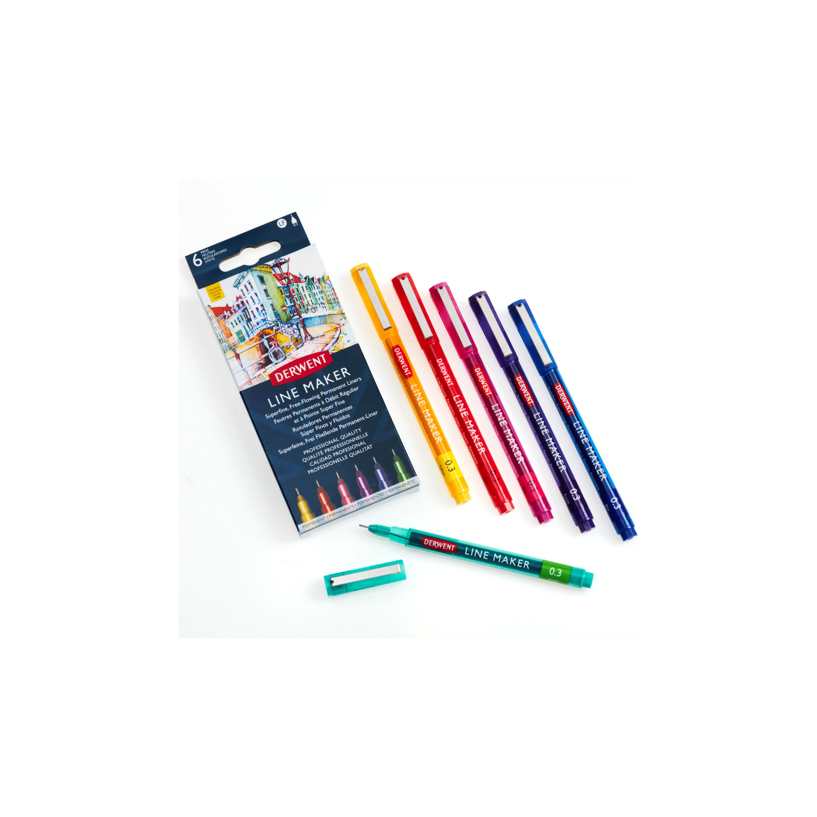 Лайнер Derwent набор Line Maker Colour 6 шт, цветные (5028252595971) изображение 3