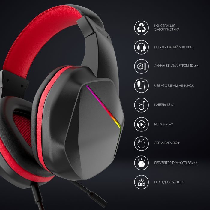 Наушники GamePro HS311 RGB Black/Red (HS311) изображение 12