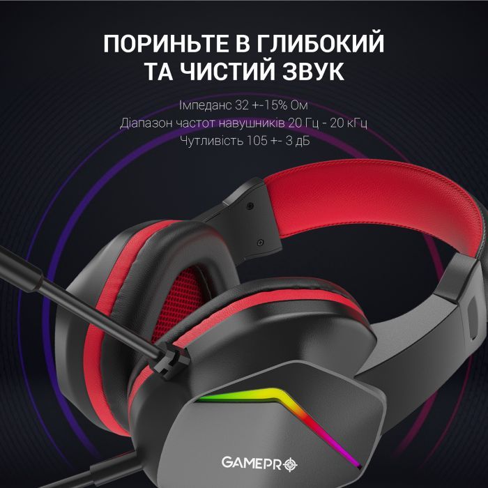 Наушники GamePro HS311 RGB Black/Red (HS311) изображение 8