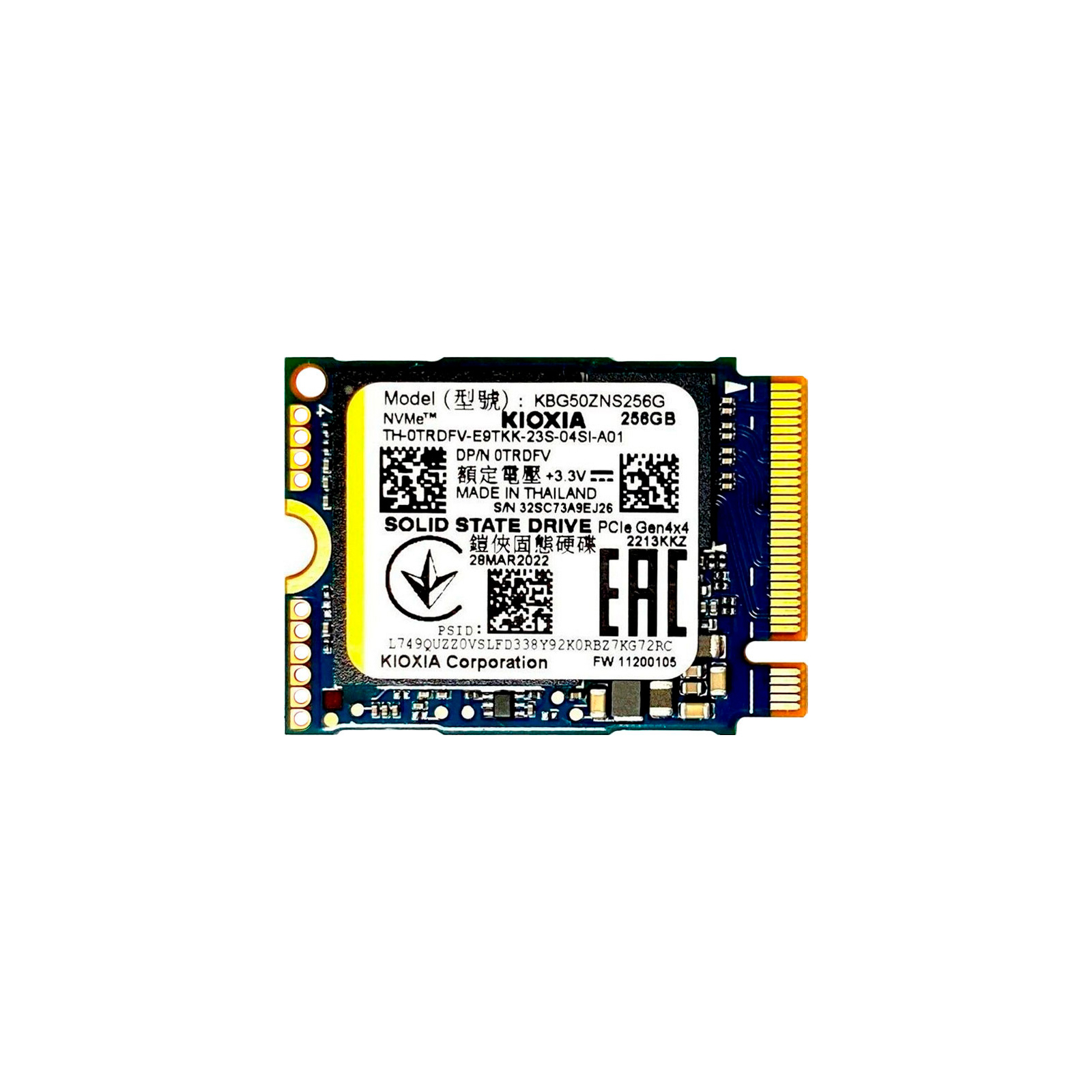 Накопичувач SSD M.2 2230 256GB Kioxia (KBG50ZNS256G) зображення 2