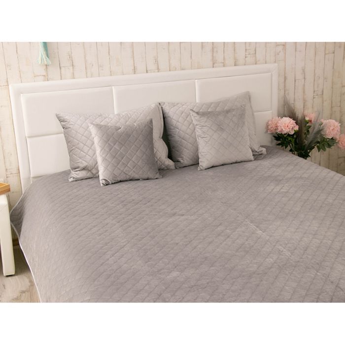 Покрывало Руно двустороннее декоративное Velour Grey ромб 150х220 см (360.55_Grey ромб) изображение 6
