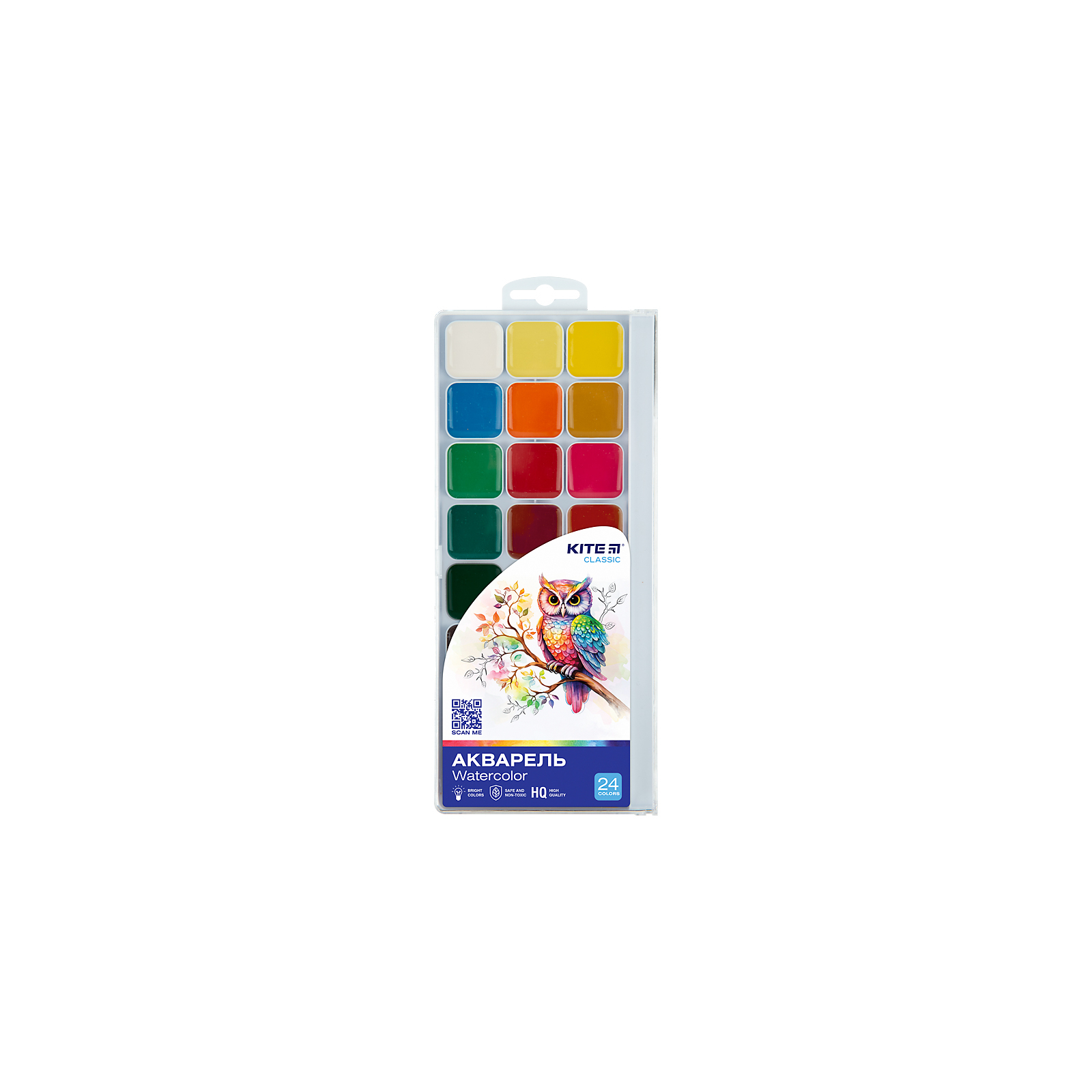 Акварельні фарби Kite Classic, 24 кольори (K-442)