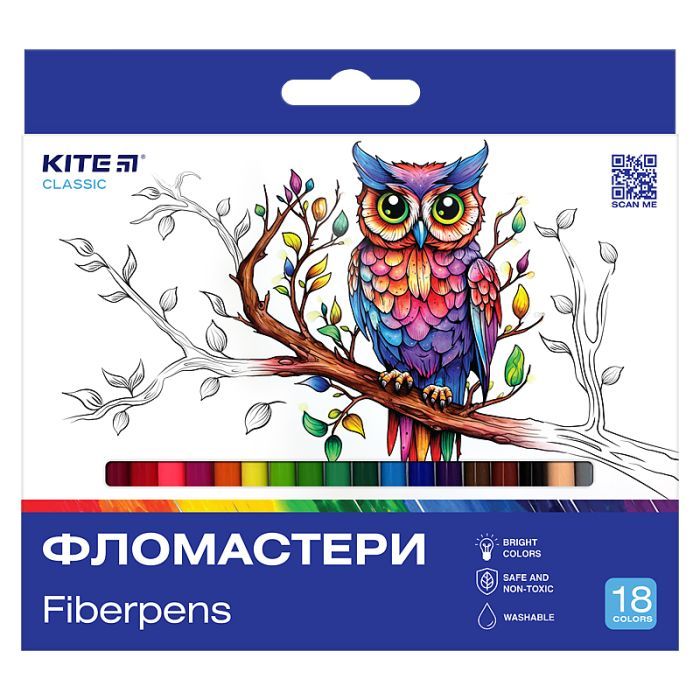 Фломастеры Kite Classic 18 цветов (K-448)