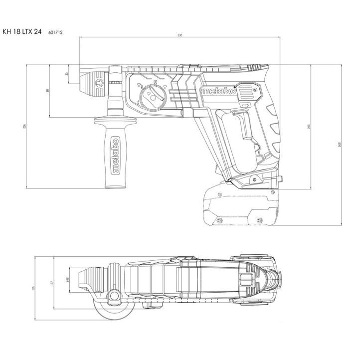 Перфоратор Metabo KH 18 LTX 24, SDS-plus, 18В, 2.1Дж 2.6кг (без АКБ и ЗУ) (601712850) изображение 3