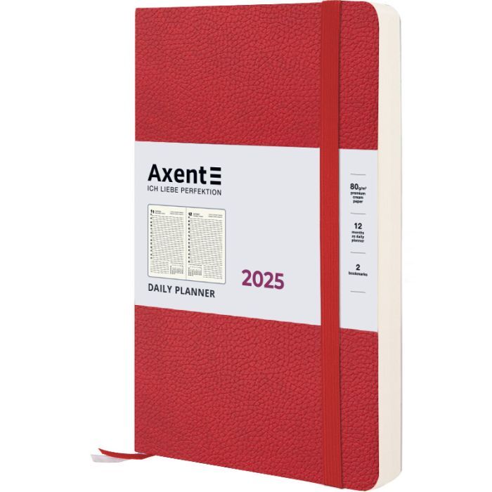 Еженедельник Axent датированный 2025 Partner Soft Skin 145х210 мм, красный (8810-25-06-A)