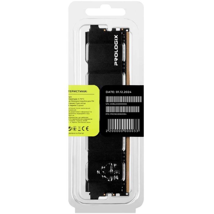 Модуль пам'яті для комп'ютера DDR4 16GB 3600 MHz Black Prologix (PRO16GB3600B4) зображення 5