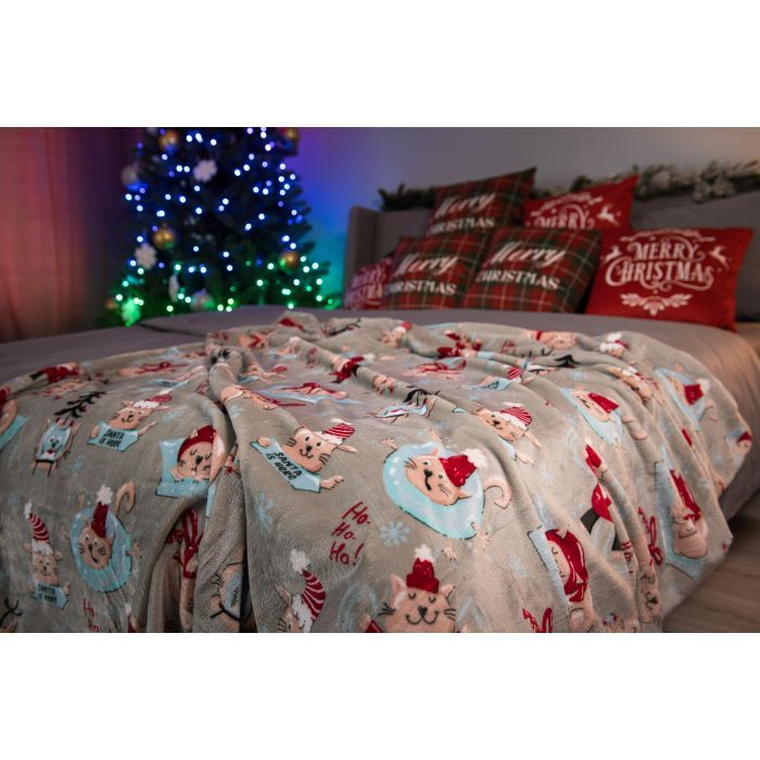 Плед Ardesto Christmas Flannel 160х200см, 100% полиэстер, рождественские котики (ART0120PB) изображение 5