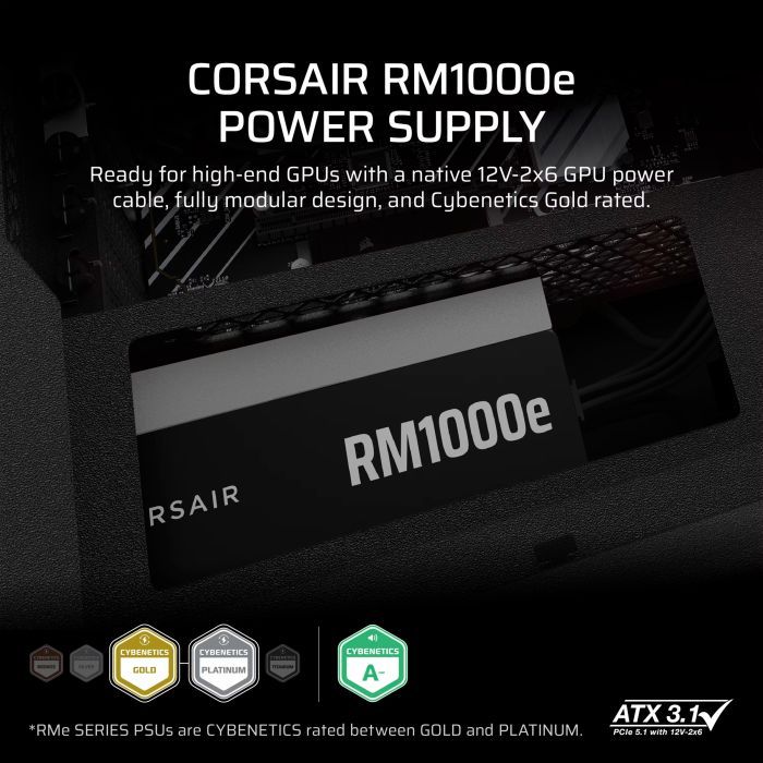 Блок питания Corsair 1000W RM1000e (CP-9020297-EU) изображение 6
