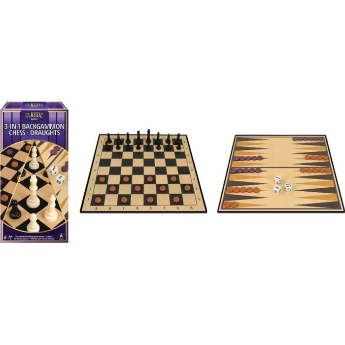 Настольная игра Ambassador Набор 3-in-1 Backgammon Chess Draughts (англ) (6337864) изображение 2