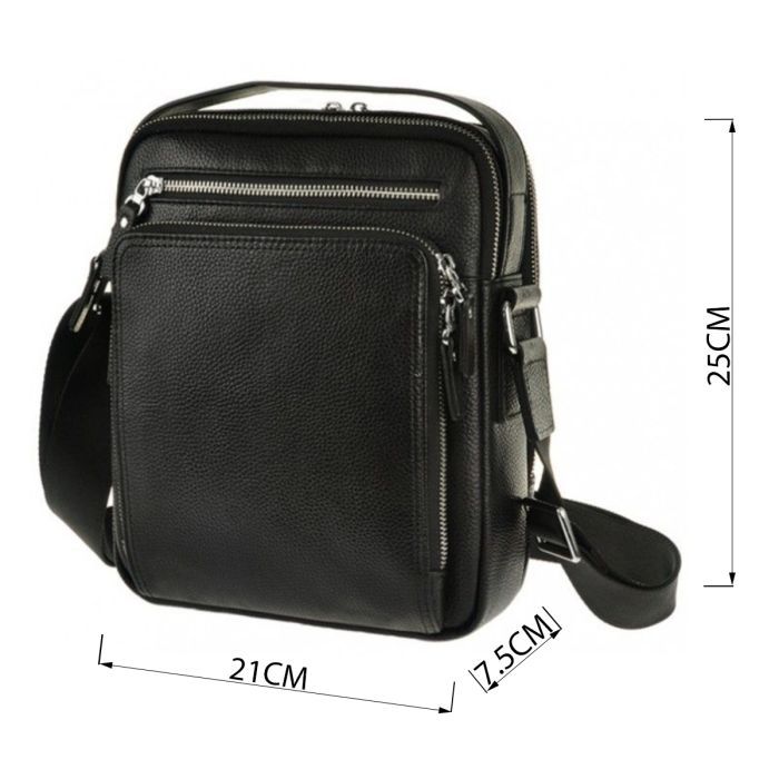 Сумка Vintage Месенджер шкіряна Чорна (14578) зображення 3