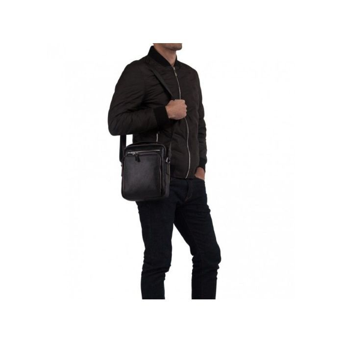 Сумка Vintage Месенджер шкіряна Чорна (14578) зображення 8