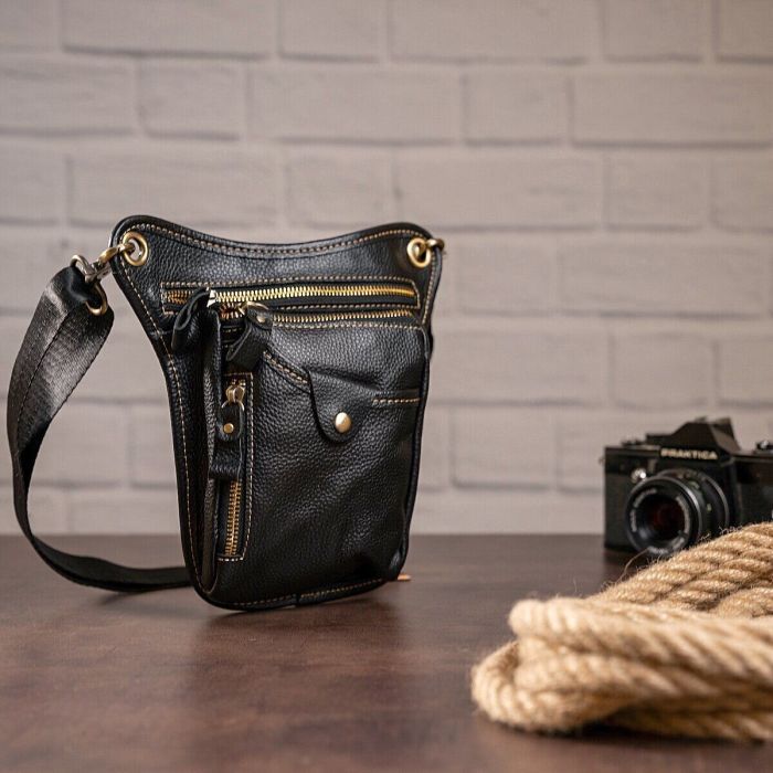 Сумка Vintage На пояс Чорна (14659) зображення 7