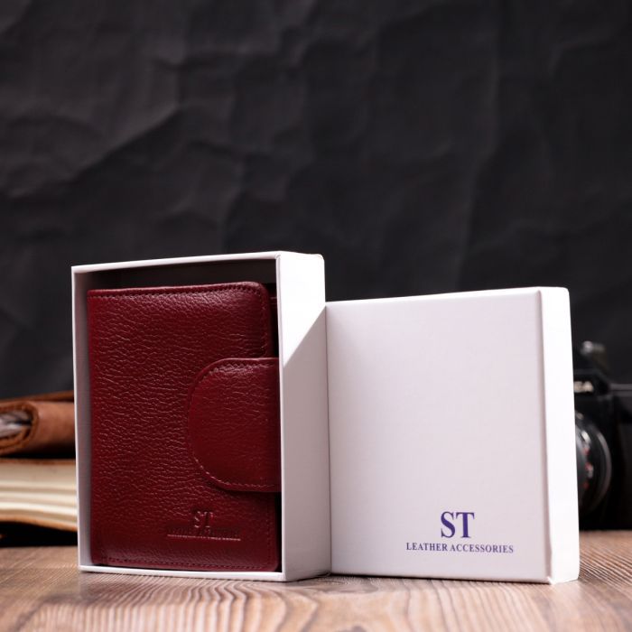 Гаманець ST Leather З натуральної шкіри Бордовий (22452) зображення 11