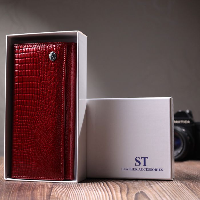 Гаманець ST Leather З натуральної шкіри Червоний (22680) зображення 12