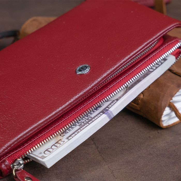 Кошелек ST Leather Из кожи с карманом для мобильного Розовый (19313) изображение 10