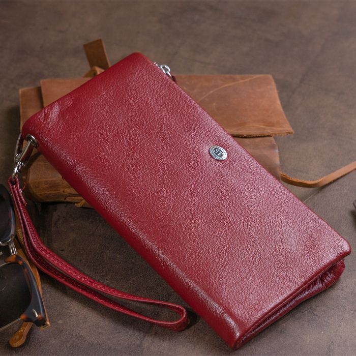 Кошелек ST Leather Из кожи с карманом для мобильного Розовый (19313) изображение 11