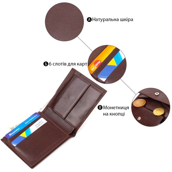 Портмоне Canpellini Из натуральной кожи Темно-коричневое (21782) изображение 4