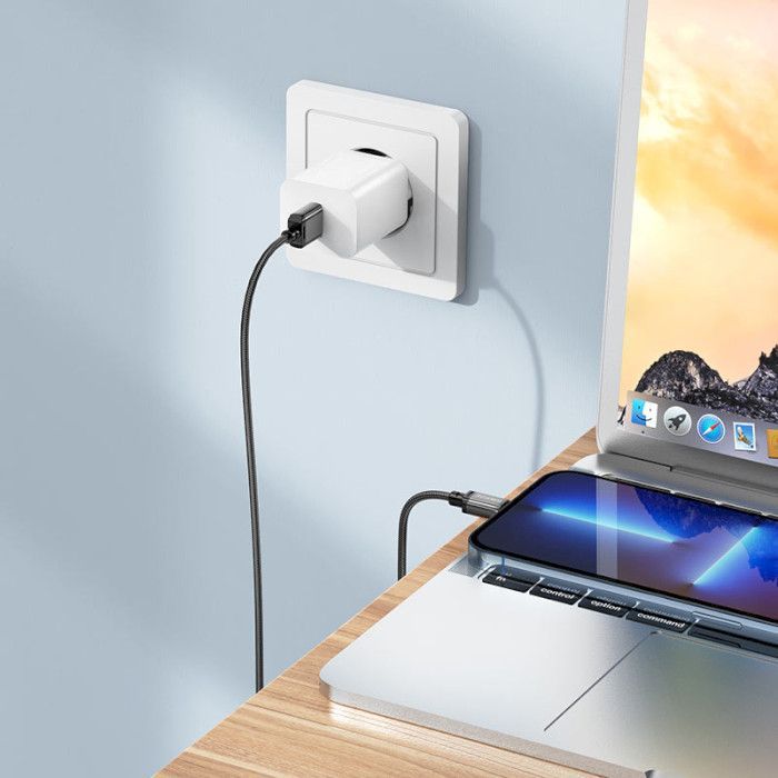 Дата кабель USB 2.0 AM to Lightning 1.0m 2.4A nylon BX87 black BOROFONE (6974443389005) изображение 6