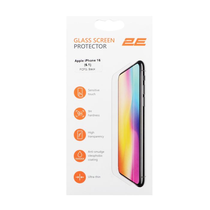 Стекло защитное 2E Apple iPhone 16 2.5D FCFG black (2E-IP-16.-6.1-SMFCFG-BB) изображение 6