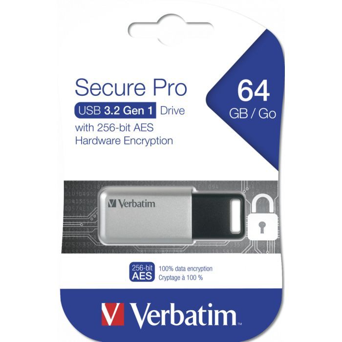 USB флеш накопитель Verbatim 64GB Secure Pro with 256 AES USB 3.2 (98666) изображение 3