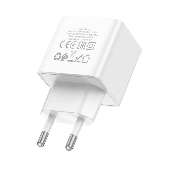 Зарядний пристрій BOROFONE BAS11A USB + cable USB to USB-C 10.5W Black (BAS11A/TAB) зображення 3