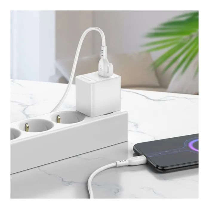 Зарядний пристрій BOROFONE BAS11A USB + cable USB to USB-C 10.5W Black (BAS11A/TAB) зображення 4