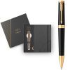 Ручка шариковая Parker INGENUITY Black Lacquer GT BP + блокнот Parker + подар.упак. GIFT24 (60 032b24)