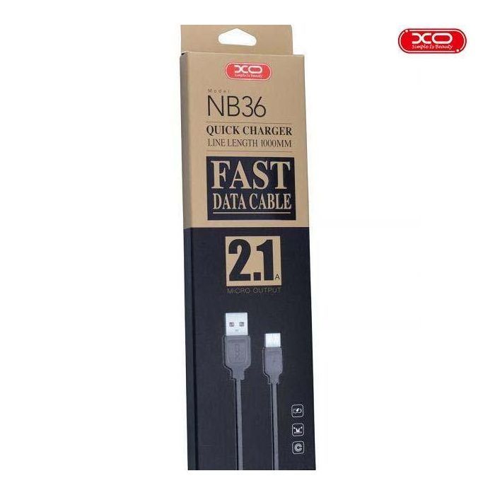 Дата кабель USB 2.0 AM to Micro 5P 1.0m 2.1A black XO (NB36-M-1-BK) изображение 3