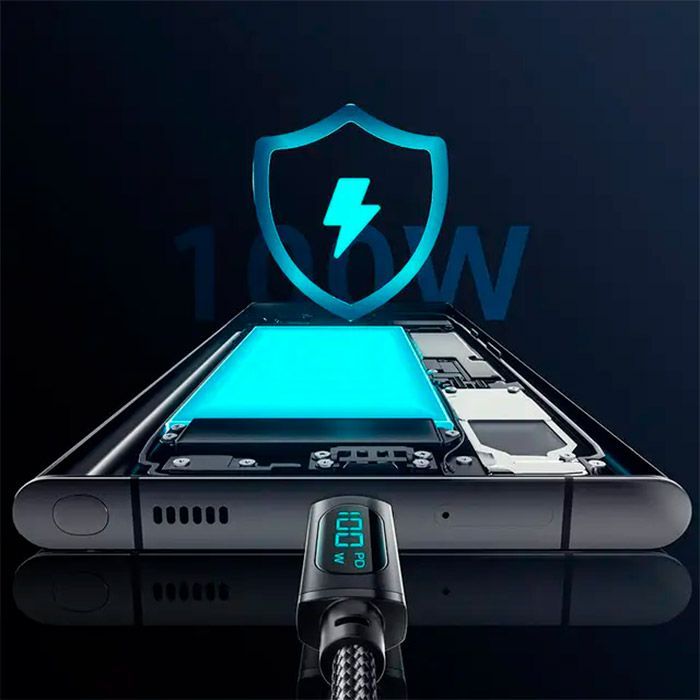 Дата кабель USB 2.0 AM to USB-C 1.0m 7A LED black Essager (EXCT-XY01-P) изображение 6