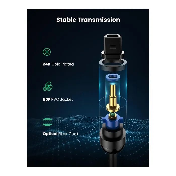 Кабель мультимедийный Optical Toslink 1.5m AV122 black Ugreen (70891) изображение 4