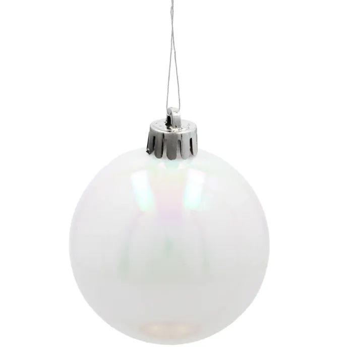 Ялинкова іграшка Chomik пластикові кульки компл. 6шт, 6см, білий перламутр (5900779893696) зображення 2