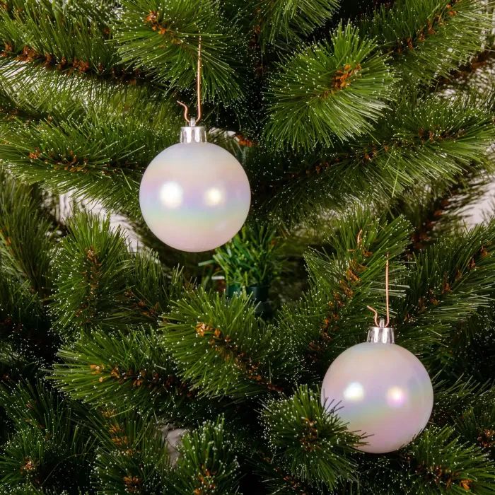 Ялинкова іграшка Chomik пластикові кульки компл. 6шт, 6см, білий перламутр (5900779893696) зображення 3