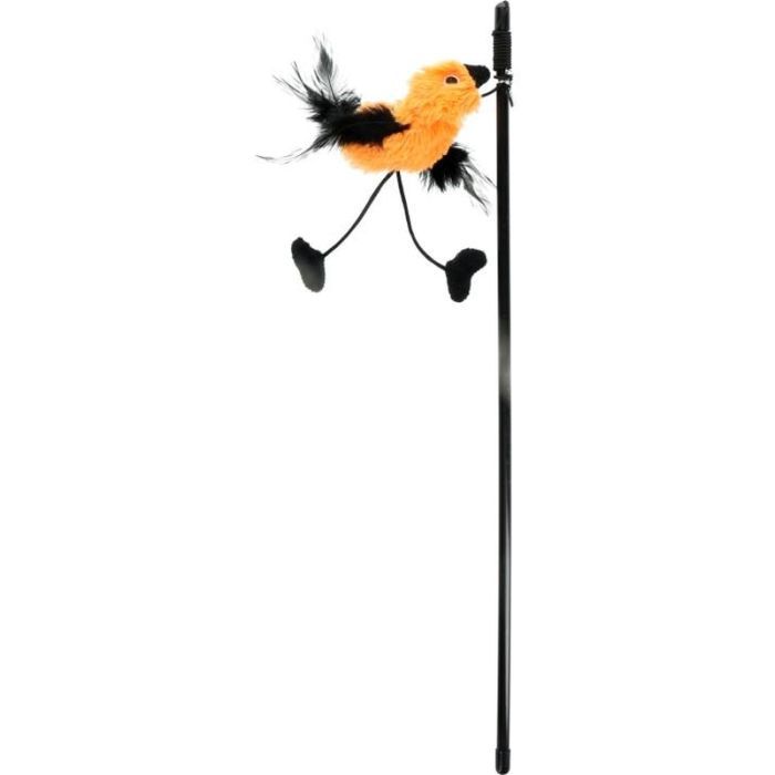 Іграшка для котів Hippie Pet Вудка з пташкою помаранчева 48 см (HIPCW2303038O)