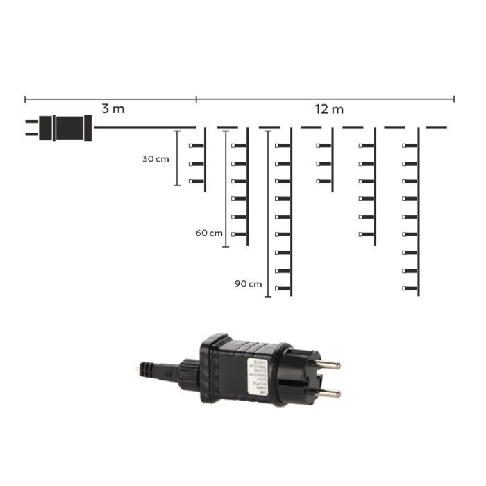 Гірлянда Chomik Бахрома 300 LED 12 м, холодний білий, IP44, від мережі (5900779879850) зображення 4