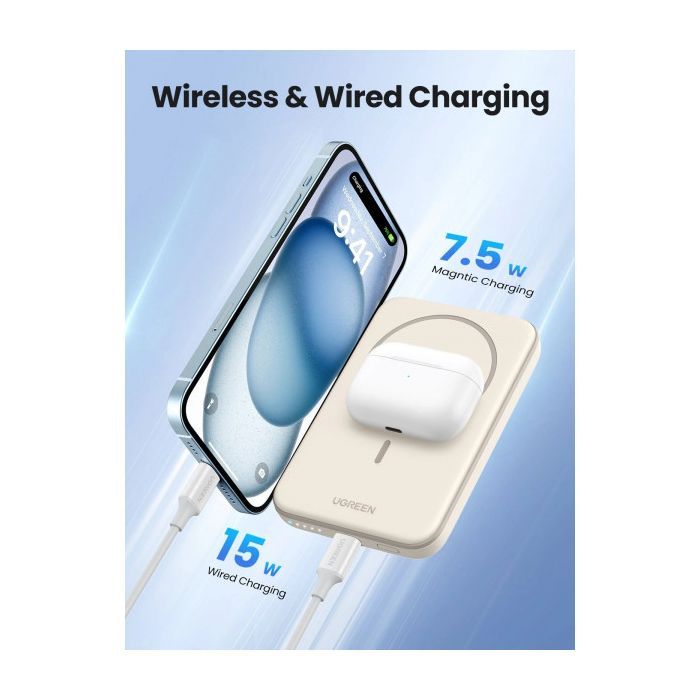 Батарея универсальная UGREEN 5000 mAh 15W Magnetic Wireless USB-C In/Out (PB560) (25207) изображение 6