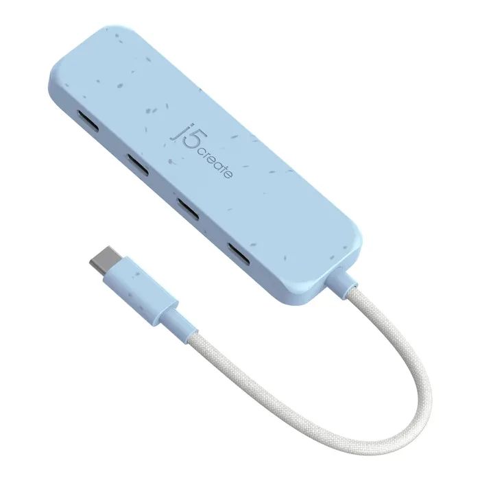 Концентратор J5create USB-C to 4xUSB-C 3.2 10Gbps cyan (JCH345EC-N)