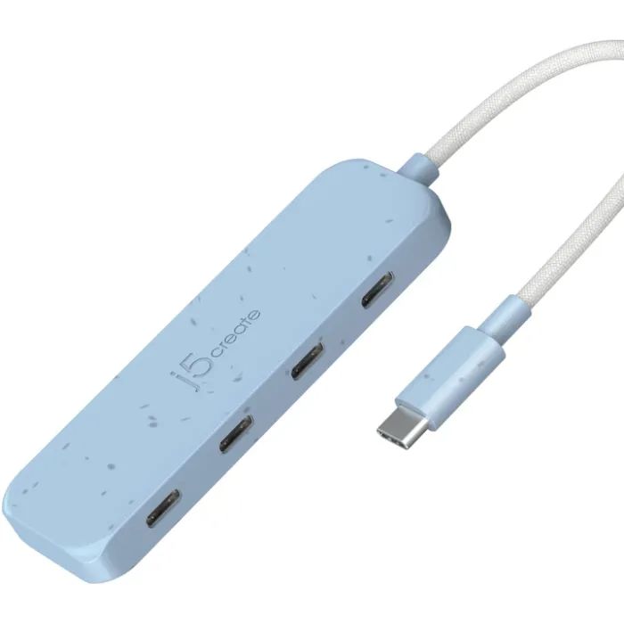 Концентратор J5create USB-C to 4xUSB-C 3.2 10Gbps cyan (JCH345EC-N) зображення 2