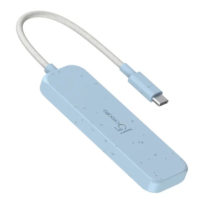 Концентратор J5create USB-C to 4xUSB-C 3.2 10Gbps cyan (JCH345EC-N) зображення 3