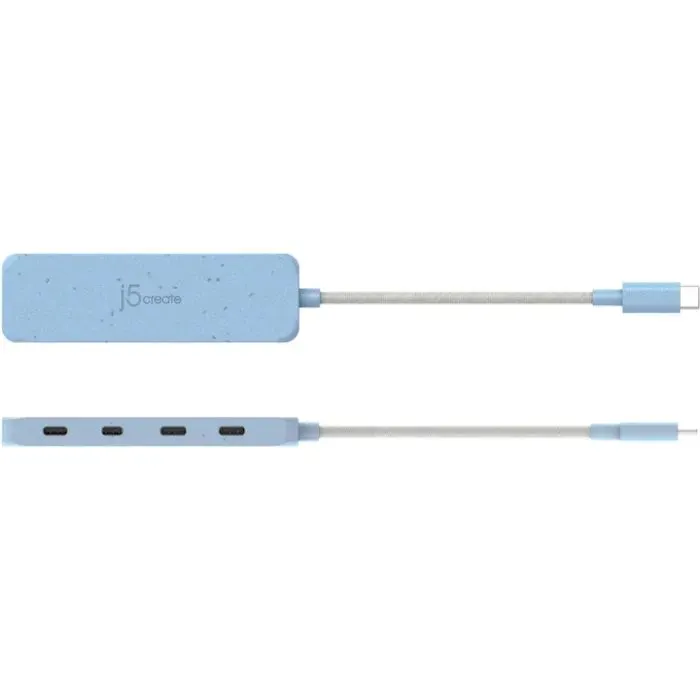 Концентратор J5create USB-C to 4xUSB-C 3.2 10Gbps cyan (JCH345EC-N) зображення 4