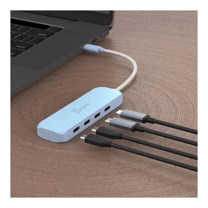Концентратор J5create USB-C to 4xUSB-C 3.2 10Gbps cyan (JCH345EC-N) зображення 5