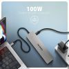 Концентратор AXAGON USBC to 2xUSBA + 1xUSBC + 2xHDMI + RJ45 + PD100W 0.15m gray (HMC-7HX2) зображення 4