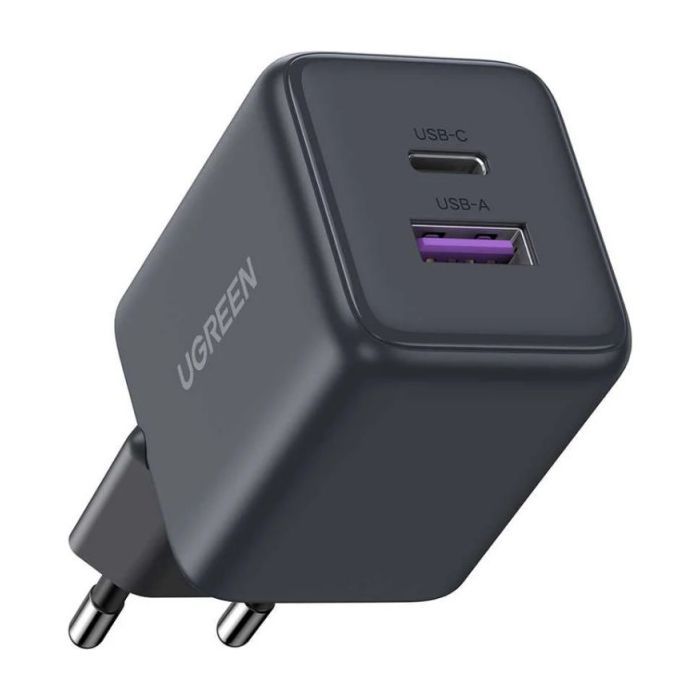 Зарядное устройство UGREEN 1xUSB-C PD30W + 1xUSB QC3.0 GaN X516 gray (55539) изображение 2