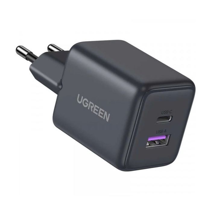 Зарядное устройство UGREEN 1xUSB-C PD30W + 1xUSB QC3.0 GaN X516 gray (55539) изображение 3