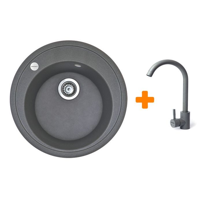 Мийка кухонна Adamant Sun сірий + змішувач (4824296910104)