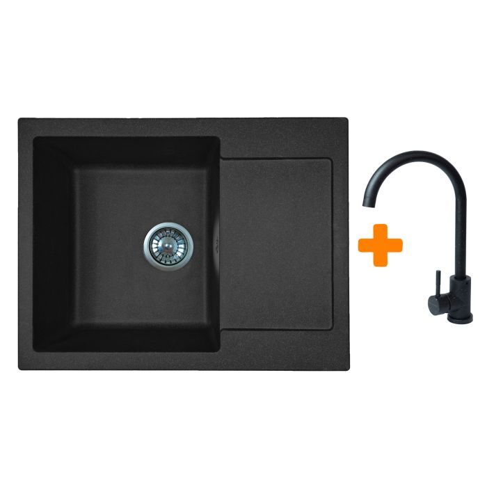 Мойка кухонная Adamant Minimal чорний + змішувач (1824296912303)