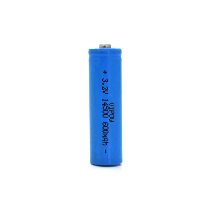 Акумулятор 14500 600mAh, LiFePO4, TipTop, 3.2V, Blue Vipow (IFR14500-600mAhTT / 21440)