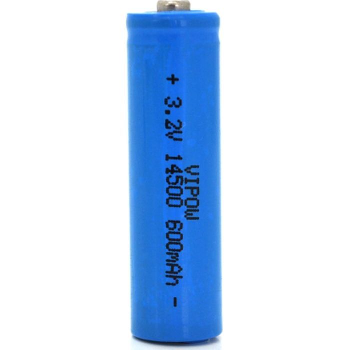 Аккумулятор 14500 600mAh, LiFePO4, TipTop, 3.2V, Blue Vipow (IFR14500-600mAhTT / 21440)